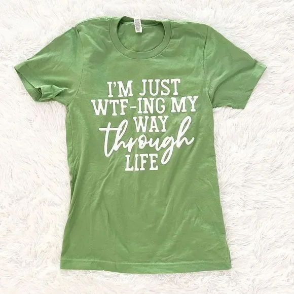 I’m Just WTF-ing My Way Through Life Unisex Graphic Tee, Sz XS - Picture 6 of 6